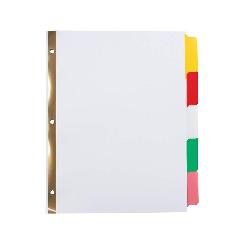 Staples 477148 Big Tab Write-On Blank Paper Dividers 5-Tab Multicolor 4 Sets/PK - Image 2